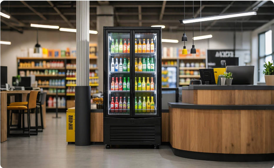 A black refrigerator in the mall